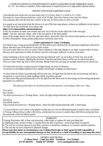 Gardening by the Moon clock 205mm Colour